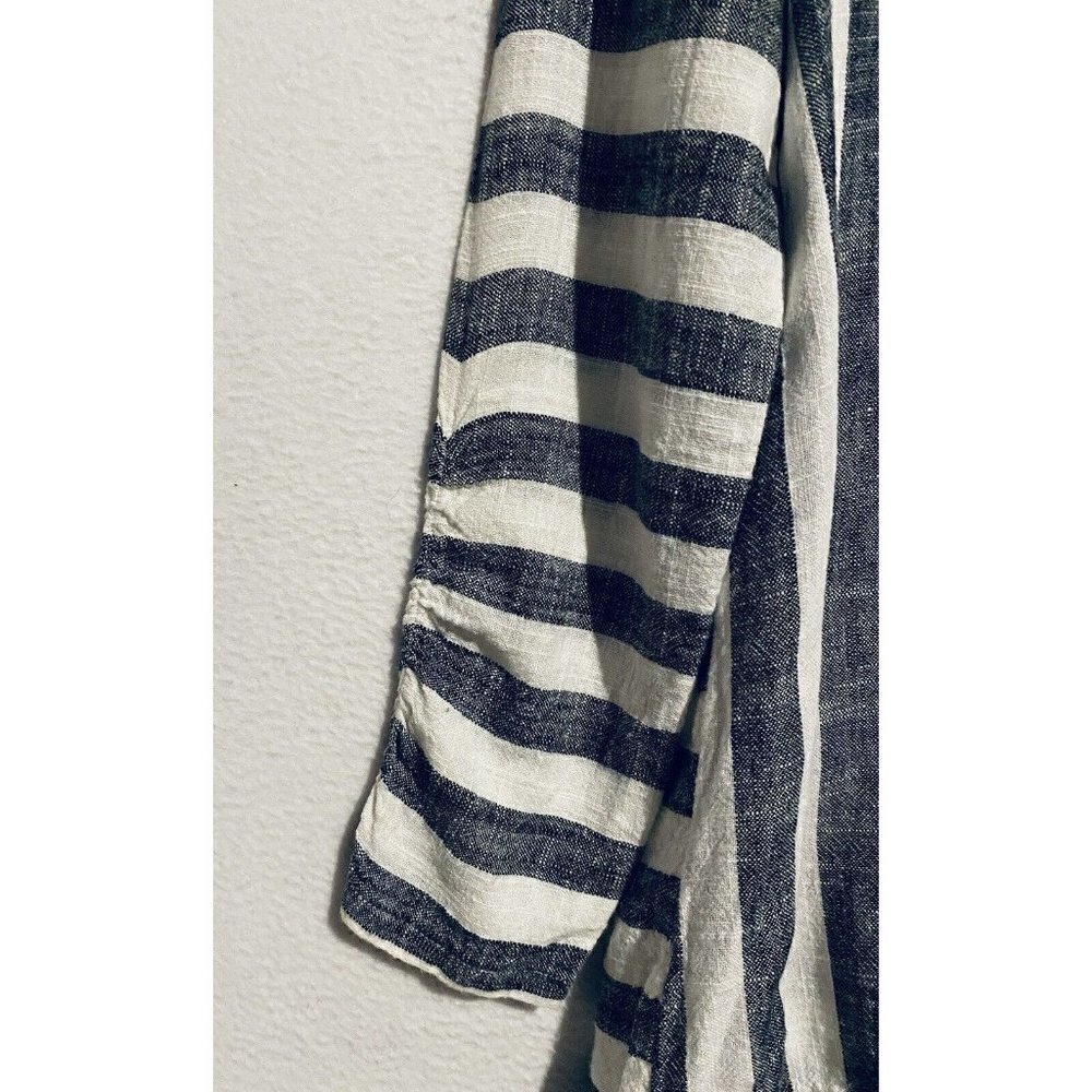Soft Surroundings Top Womens Small Black White Striped Camina Tunic Linen Boho - Picture 5 of 8